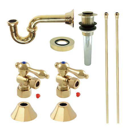 Kingston Brass CC53302VKB30 Plumbing Sink Trim Kit with P-Trap and Drain, Polished Brass CC53302VKB30